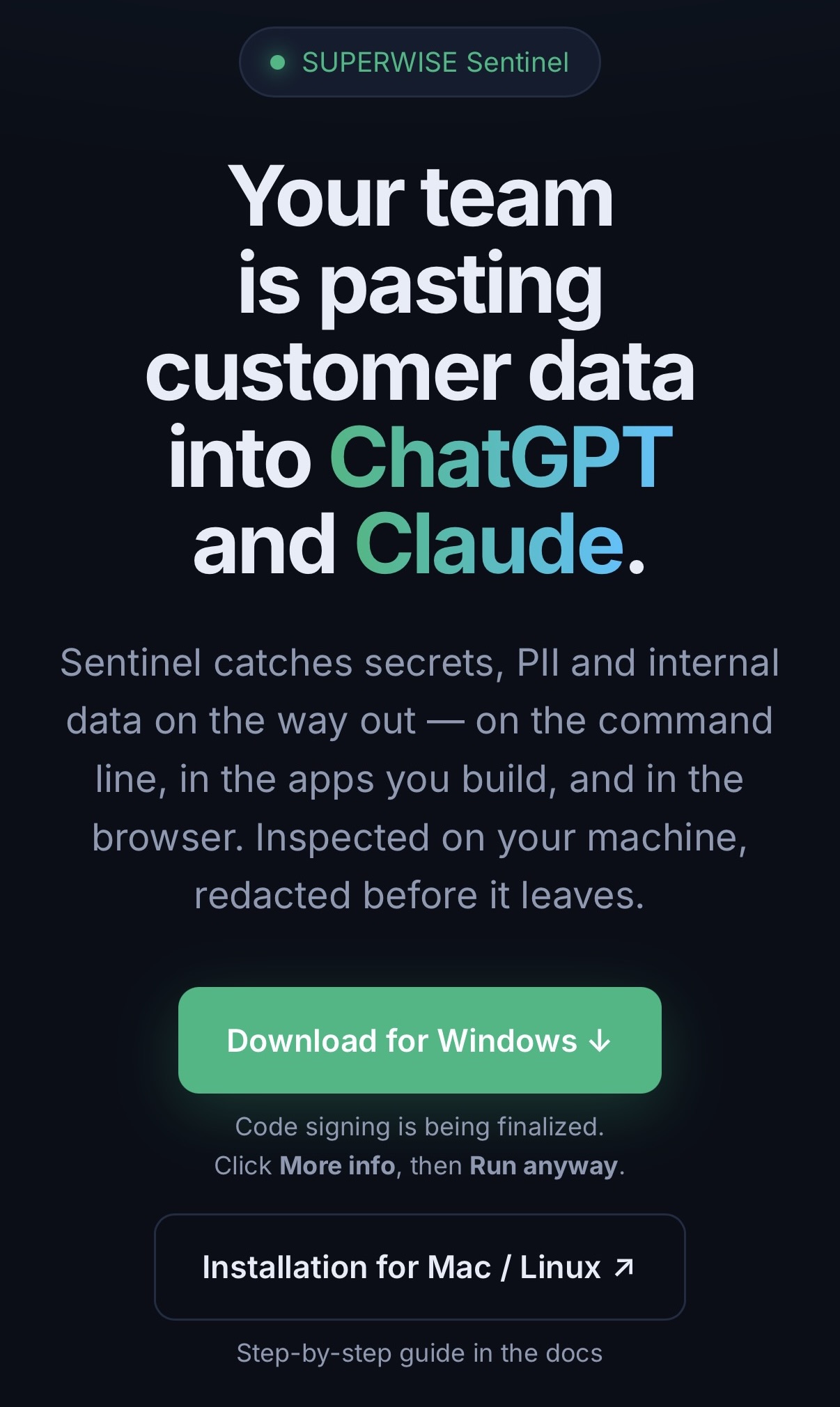 SUPERWISE Sentinel screenshot