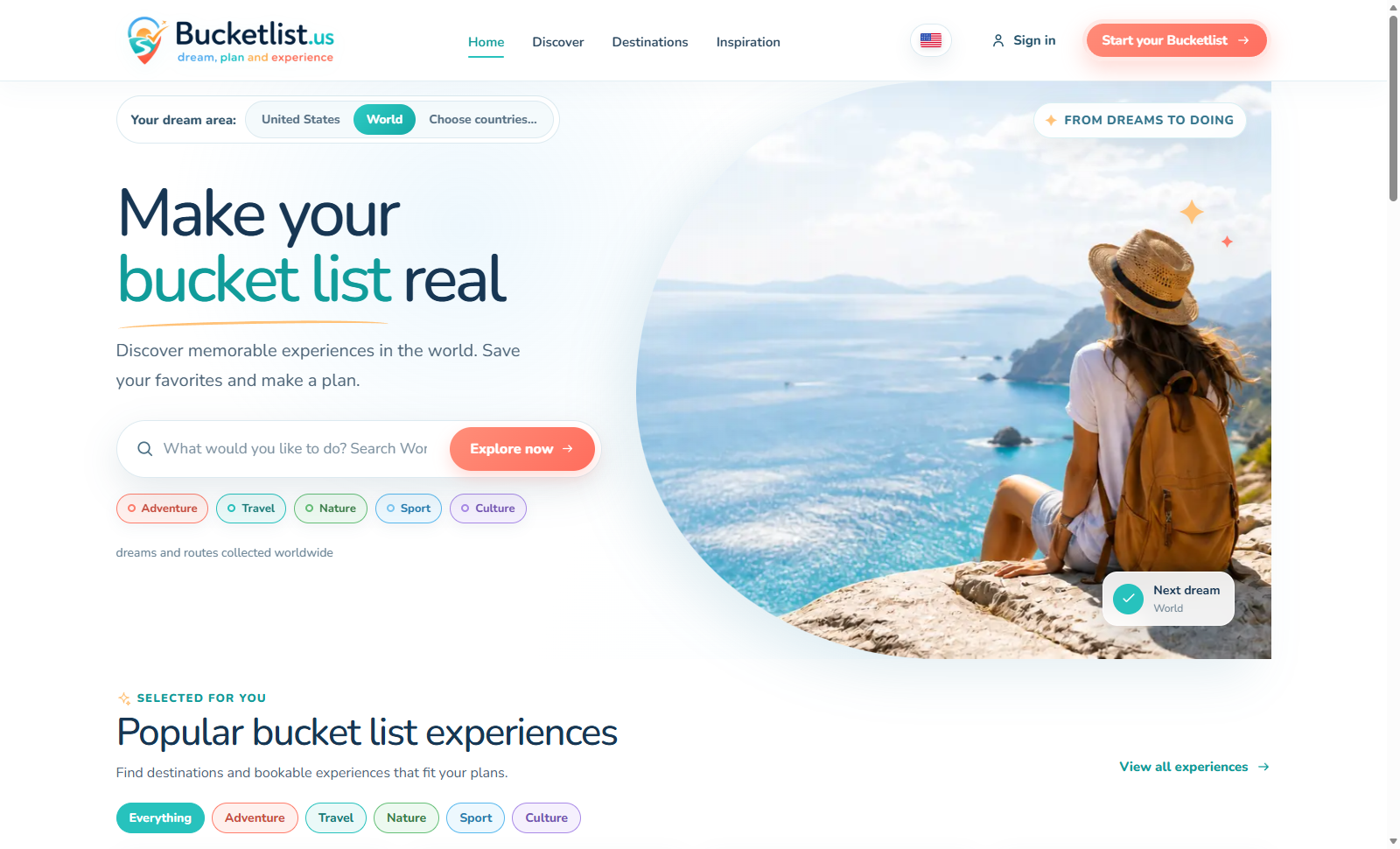 Bucketlist.us screenshot