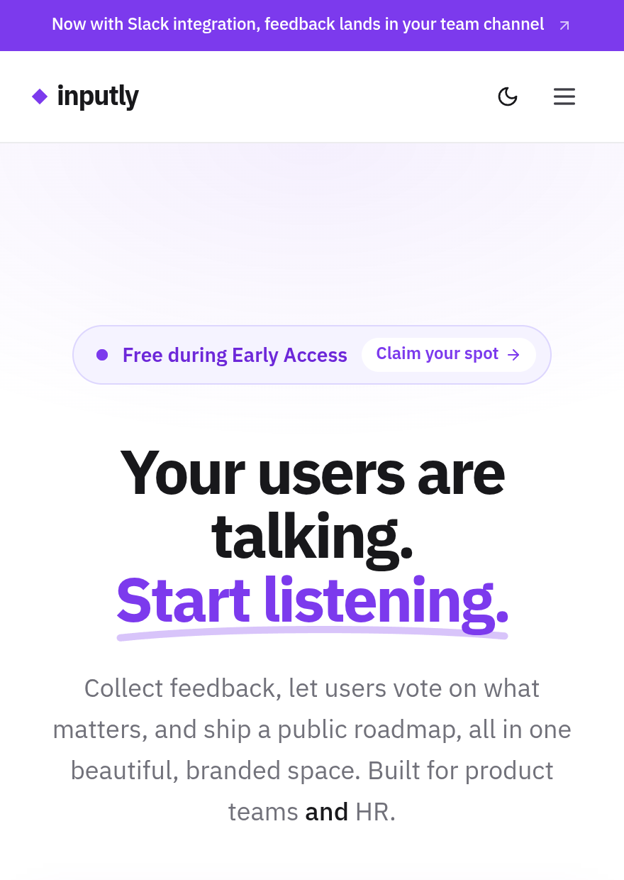 Collect Product Feedback, Inputly screenshot
