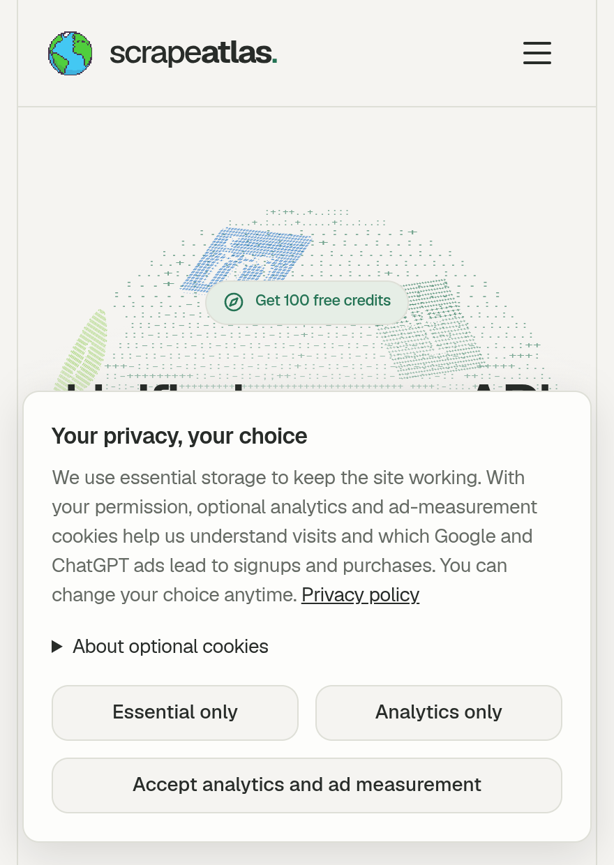 ScrapeAtlas screenshot