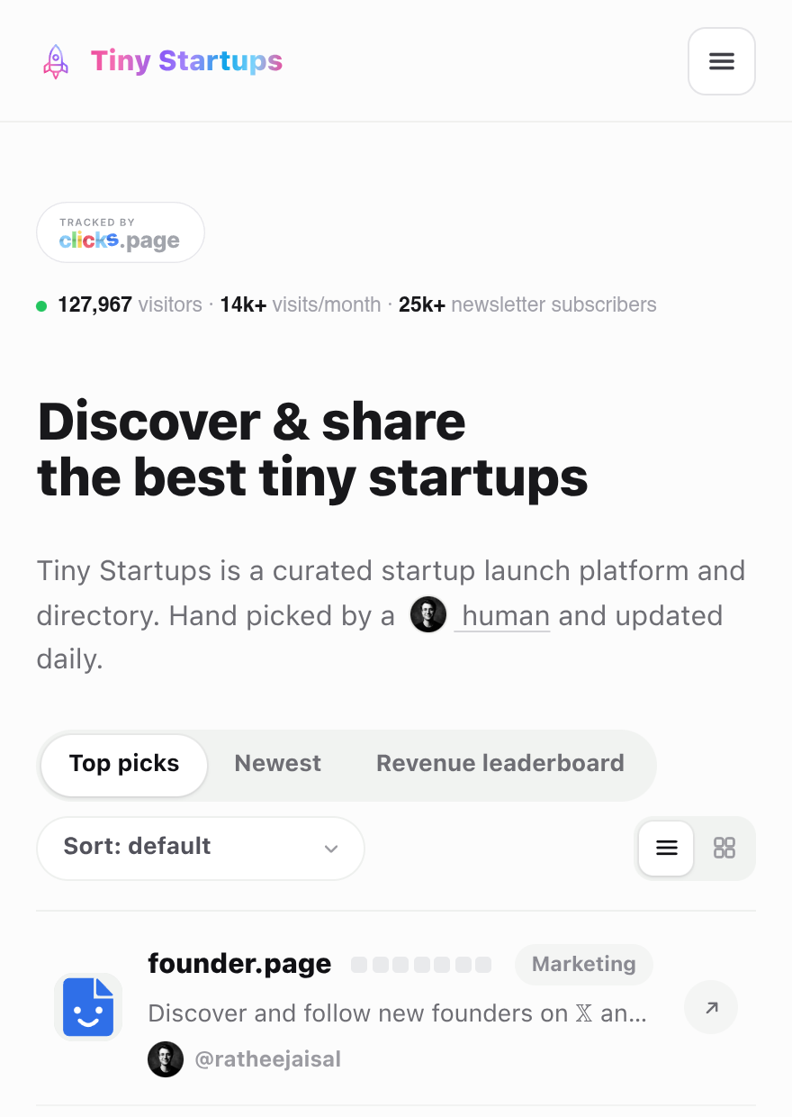 Tiny Startups screenshot