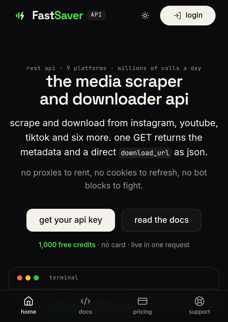 FastSaver API screenshot