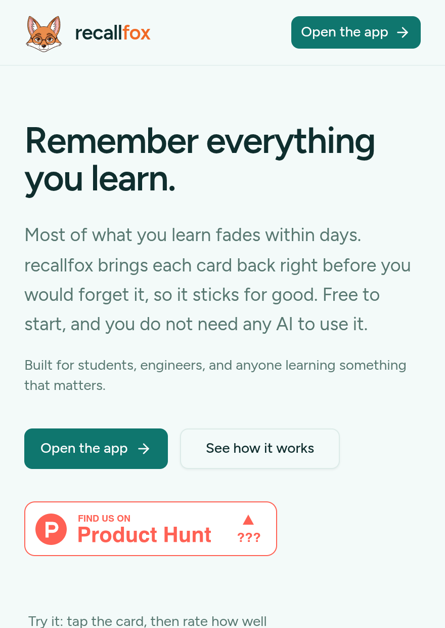 Recallfox screenshot