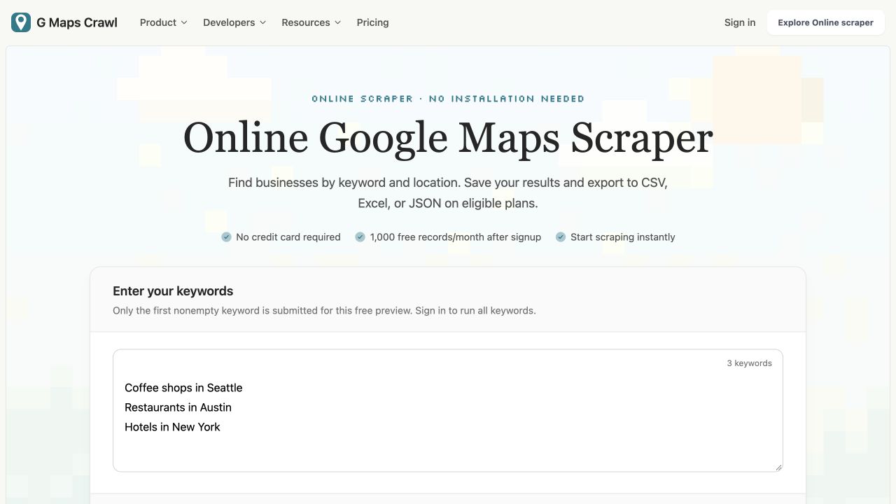 G Maps Crawl screenshot